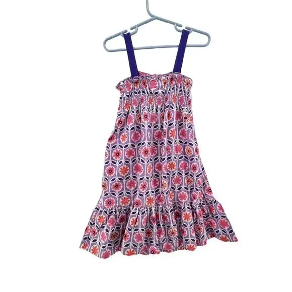 Hanna Andersson Dress Size 100 US 4 Purple Pink Floral Shift A Line - Picture 4 of 4